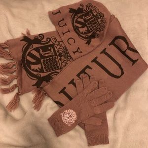 Juicy Couture hat and glove and scarf set